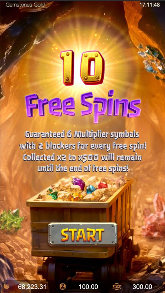 10 free spin Gemstones Gold